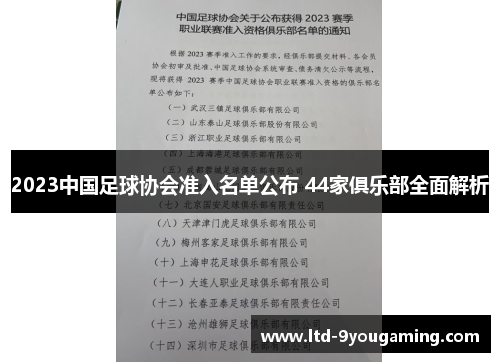 2023中国足球协会准入名单公布 44家俱乐部全面解析